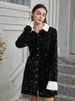 K New Holiday Party One Row Fashionable Sequin Long Sleeved Women's Dress_ecoleips.com