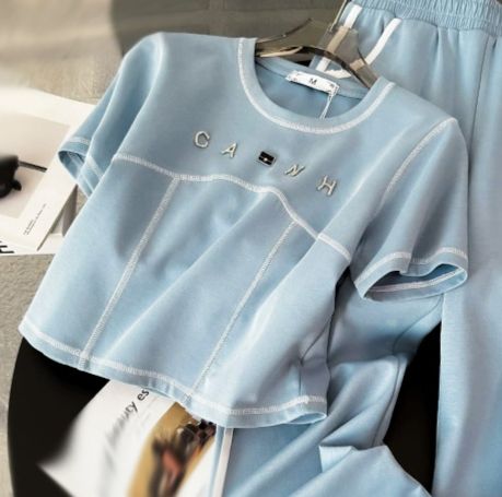 Women's Clothing Short Sleeved Sports Suits For Women New Style Fashionable Loose High End Wide Leg Pants Two Piece Suit_ecoleips.com