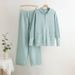 Autumn And Winter New Hooded Knitted Cardigan Jacket Wide Leg Pants Two Piece Temperament Suit For Women_ecoleips.com