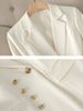 Women's Clothing Elegant Stretch-Fit Women's Business Suit Set - Professional Blazer & Pants Office Wear, White, Polyester-Spandex Blend, S-XXL_ecoleips.com