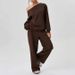 Asymmetrical Off-Shoulder Activewear Set – Trendy Two-Piece Outfit With Sporty Chic Pants For Women (Gray, Coffee, Burgundy, Beige, Black)_ecoleips.com