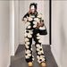Women's Floral Jacquard Knit Sweater Set Long Sleeve Top And Pants Soft Warm Autumn Winter Multiple Colors_ecoleips.com