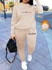 Women's Autumn And Winter Hip-hop Casual Street Paris Letter Pattern Printed Round Neck Sweatshirt+sports Pants Set-592_ecoleips.com