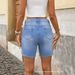 Summer New Arrival Women's Blue Ripped mid Waist Stretch Slim Fit Denim Shorts European American Style Hot Selling 2026_ecoleips.com