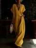 Bohemian Maxi Dress Lace Trim Flowy Cotton Linen Blend Summer Elegant Hem Detail Women's Clothing/Dress_ecoleips.com