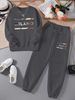 Women's Casual Two Piece Lounge Set, Long Sleeve Round Neck Printed Pullover Top And Elastic Waist Pants, Loose Fit Sweatsuit For Fall_ecoleips.com