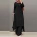 Spring And Autumn New Cross-Border Muslim Women's Clothing Middle Eastern Solid Color Round Neck Wooden Button Long_ecoleips.com