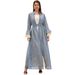 Women's Clothing Evening Dress Muslim Ladies Robe Lotus Leaf Sleeve New Mesh Dress_ecoleips.com