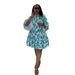 Women's Clothing Elegant Commuter Casual Loose Dress European And American Style Printed Patchwork Ruffle Mid-Length Sleeve Women's Clothing_ecoleips.com