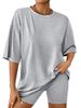Women's Two-piece Set Solid Color T-shirt Cycling Shorts Summer Comfortable Leisure Commuting Two-piece Set_ecoleips.com