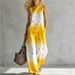 Women's Rainbow Tie Dye Two Piece Set Sleeveless Round Neck Top With Wide Leg Pants Casual Summer Outfit_ecoleips.com