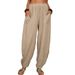 Women's Clothing American Style Casual Loose Fit Pure Cotton Harem Pants Comfortable Home Wear_ecoleips.com