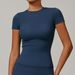 Women's Quick Drying T Shirts Short Sleeved Yoga Wear Fitness Tops Outdoor Running Sports Cover Ups Customized_ecoleips.com