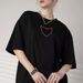 Pure Cotton Printed Top For Students 2025 New Summer Korean Style Black Loose Versatile Short Sleeve Ins_ecoleips.com