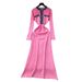 Denim Collar Knit Dress - Oversized Fit, Long Sleeve, Belted Waist, Flared Hem, Casual Elegance Blocked Knit Dress_ecoleips.com