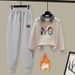 Women's Layered Sweatshirt & Korean-Style Jogger Pants Set - Embroidered Casual Outfit With Relaxed Fit_ecoleips.com