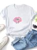 Pink Grills Lips Graffiti Slogan Print Y2K Graphic T-Shirt, Women Oversized Soft Cotton Tee, Trendy Hip Hop Daily Streetwear Top_ecoleips.com