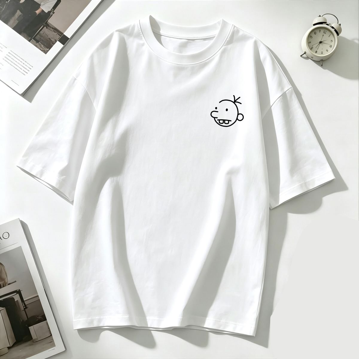 Women's Oversized T-Shirt Cute Cartoon Boy Face Graphic Casual Loose Short Sleeve Streetwear Top_ecoleips.com
