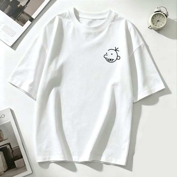 Women's Oversized T-Shirt Cute Cartoon Boy Face Graphic Casual Loose Short Sleeve Streetwear Top_ecoleips.com