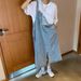 K Women's New Retro Loose Mid-Length Denim Strap Dress For Hip Hiding_ecoleips.com