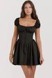 Women's Clothing Slim Sexy Hot Girl Skirt Bubble Sleeve Square Collar Dress Short Skirt Female_ecoleips.com