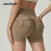 Women's Clothing Peach Hip Wide Leg Pocket Yoga Pants Women's Outdoor Wear Running Sports Quick Drying Fitness Pants Yoga Shorts_ecoleips.com