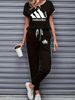 Women's Color Block Trim Casual Suit American Style Simple Loose Fit Short Sleeve Set Spring Summer Autumn New_ecoleips.com