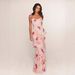 Sexy Backless Floral Print Maxi Dress Pink Style Casual Comfortable Vacation Suspender Dress For Women_ecoleips.com