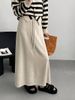 Minimalist High-Waisted Knitted Midi Skirt Loose Fit Elegant Versatile Slimming Long Skirt For Autumn_ecoleips.com