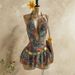 Women's Floral Print Halter Neck Short Dress Deep V Neck Cutout Bohemian Beach Vacation Sexy Dress Waist Revealing_ecoleips.com