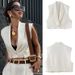 Women's Short Vest Flip Top Outerwear Early Spring Fashion European American Style_ecoleips.com