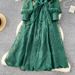 Women's Clothing High-end Dress Spring Waist Heavy Embroidery V-neck Lantern Sleeve Single-breasted Long Skirt Children_ecoleips.com