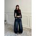 Blue Women's Retro Y2K 2000s Wide Leg Baggy Casual Denim Trouser High Waist Loose Jeans 2024 Autumn Harajuku Full Length Pants_ecoleips.com