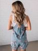 K New Retro Personalized Printed Jumpsuit, Fashionable Floral Denim Shorts_ecoleips.com