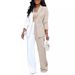 Women Niche Design Contrast Color Button Long Sleeve Suit Jacket Slim Loose Spring New Suit Sets_ecoleips.com