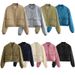 Stylish Women's Jacket With Large Pockets - Stand Collar Loose Fit Streetwear Coat In Solid Colors (Olive Green, Black, Grey, Khaki, Navy Blue)_ecoleips.com