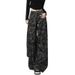 Spring/Summer Plus Size Camouflage High-Waisted Wide-Leg Jeans For Women 100kg Loose Fit Slimming Straight Pants_ecoleips.com