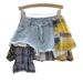 American Retro Plaid Patchwork Design Spring And Summer New High Waist A Line Denim Irregular Skirt Women's Trend _ecoleips.com