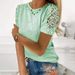 Summer Loose Round Neck T-Shirt For Women Spliced Temperament Commuting Top American Style Hot Selling_ecoleips.com