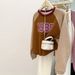 American-style Real-shot Color-blocking Knitted Long-sleeve Sweatshirt For Women, Early Autumn Thin Loose-fitting_ecoleips.com