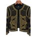 Women's Clothing Chunky Tweed Blazer Jacket With Metal Studs & Beading - Elegant Round Neck Coat For Women, Office & Evening Wear (Black, S/M/L)_ecoleips.com