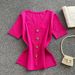 Elegant V-Neck Knit Top For Women – Breathable Summer Pullover With Single Button Detail_ecoleips.com