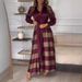 2024 European And American Cross-border Foreign Trade Autumn Women's Long Elegant Lace-up Printed Patchwork Dress_ecoleips.com