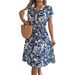Real Shot Of 2026 Spring-summer Casual V-neck Buttoned Bat-sleeve Floral Maxi Dress Cross-border Women's Clothing_ecoleips.com