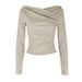 WG128 European American New Spring And Autumn Fashion Sexy Off-shoulder Long-sleeve Solid Color Women's T-shirt_ecoleips.com