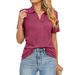 Women's Collar Pocket Short Sleeved Top In Solid Color_ecoleips.com