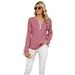 Women's Clothing 2025 Autumn/winter New V-neck Contrasting Striped Loose Long Sleeved Women's T-shirt Top_ecoleips.com