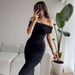 AC529 Elegant And Sophisticated Hepburn-Style Off-Shoulder Black For Women, Summer Waist-Cinching Sexy Dress_ecoleips.com