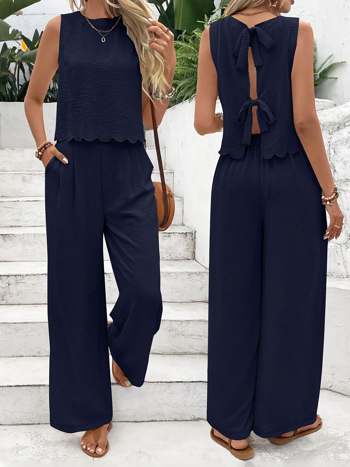 Women's Clothing Fashion Sleeveless Vest Casual Trousers Suit_ecoleips.com