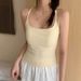 U-neck Cross-back Tank With Chest Pads, Women's Trendy 2025 Summer New Style, Y-shaped Integrated Bra Top_ecoleips.com